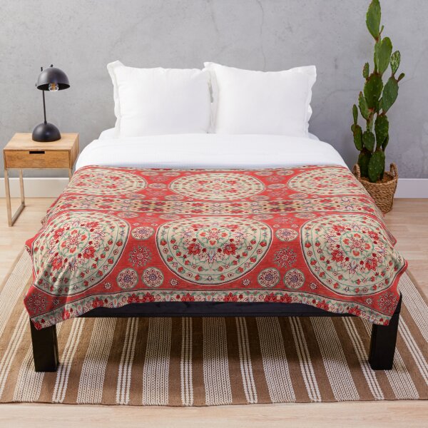 Boho Oriental Traditional Floral Moroccan Style Throw Blanket