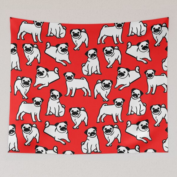 Item preview, Pug Pattern on Red designed and sold by Rocket-To-Pluto.
