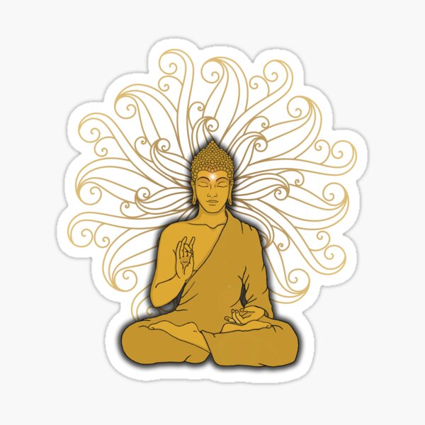 Mandala Golden Buddha in black Sticker