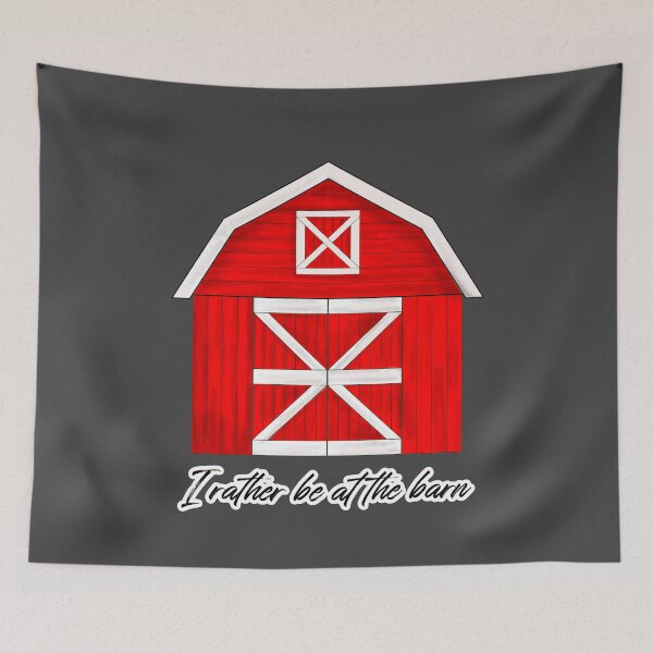 Item preview, Red Barn Illustration - I Rather Be At The Barn - Charcoal Background  designed and sold by MFGB-Creations.