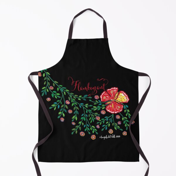 Item preview, Puerto Rico Flamboyant foliage and flowers on black background designed and sold by AmapolaDelValle.