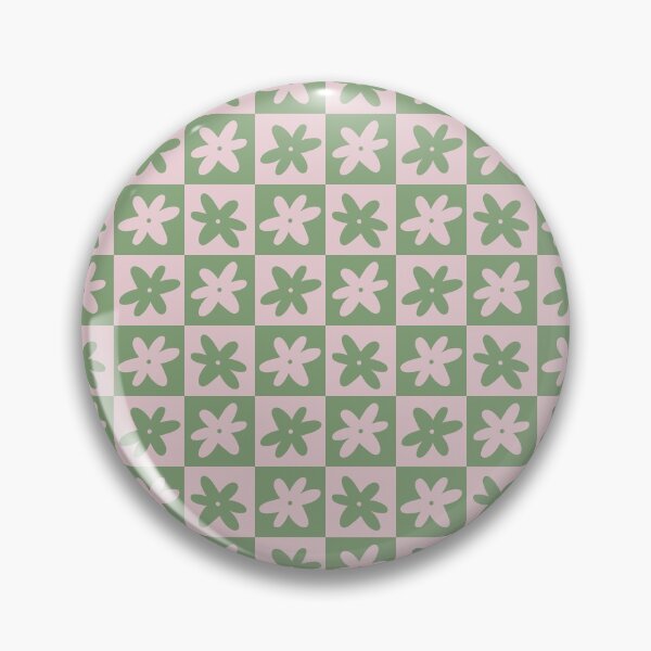 Item preview, Checker Squares Flower Pattern Green & Pink designed and sold by scorpiolane.