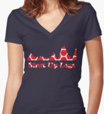 Shut Up Legs Red Polka Dot Mountain Profile Women's Fitted V-Neck T-Shirt