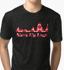 Shut Up Legs Red Polka Dot Mountain Profile Tri-blend T-Shirt