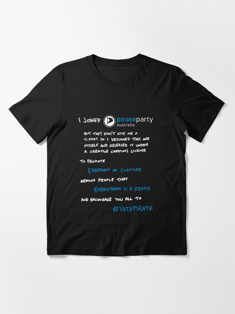 Thumbnail 3 of 7, Essential T-Shirt, I Joined Pirate Party Australia designed and sold by tserong.