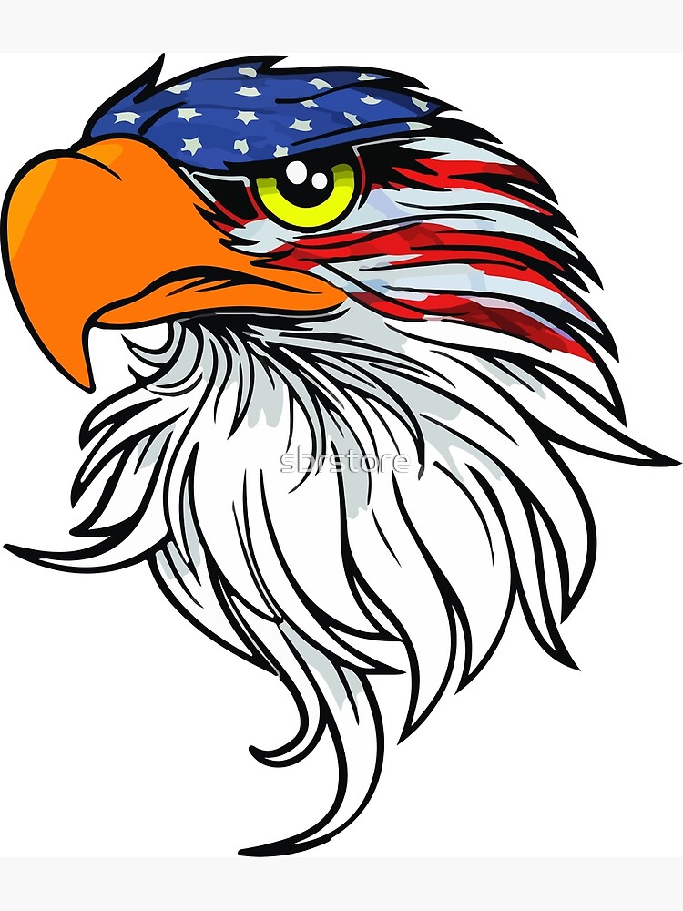 Poster for Sale avec l'œuvre « Aigle avec drapeau américain » de l