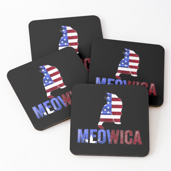 Item preview, Meowica Happy Fourth Of July Independence Day on black background designed and sold by UncleStuScience.