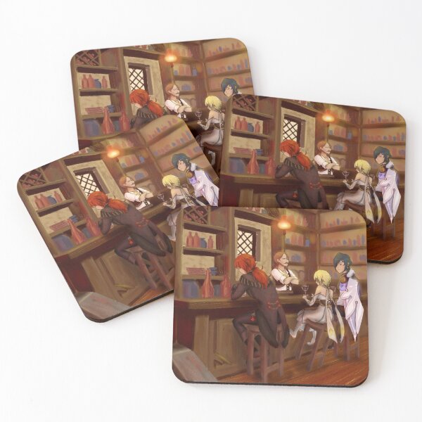 Item preview, Genshin Impact, Diluc, Lumine and Kaeya in Monstadt tavern designed and sold by Fanny Richard ( fannyrichardart ).