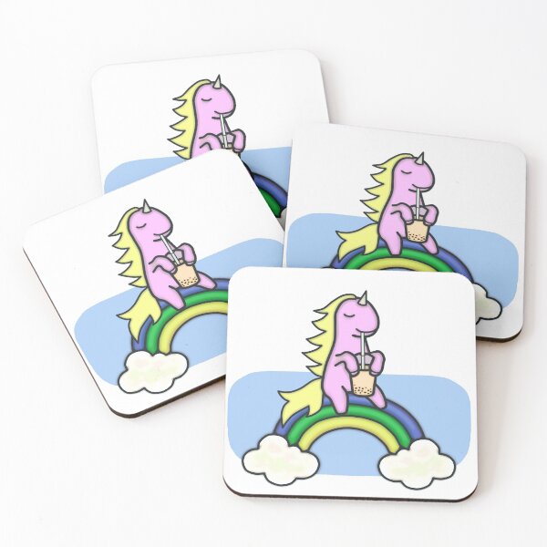 Item preview, Unicorn Drinking Boba On Rainbow Drawing - Cute and Funny Unicorn designed and sold by ViewerEqualsPhoton.