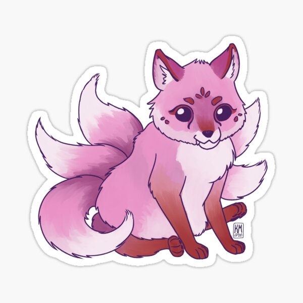 Magical Pride: Lesbian Flag Kitsune Sticker