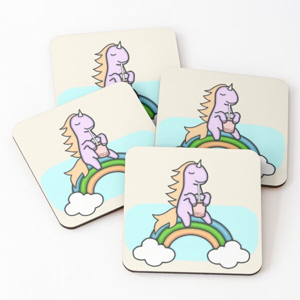Item preview, Unicorn Drinking Boba On Rainbow Drawing II - Cute and Funny Unicorn designed and sold by ViewerEqualsPhoton.