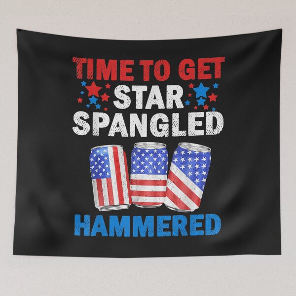 Item preview, Time To Get Star Spangled Hammered Beer USA Flag 4th Of July T-Shirt designed and sold by Focus-Maloca.