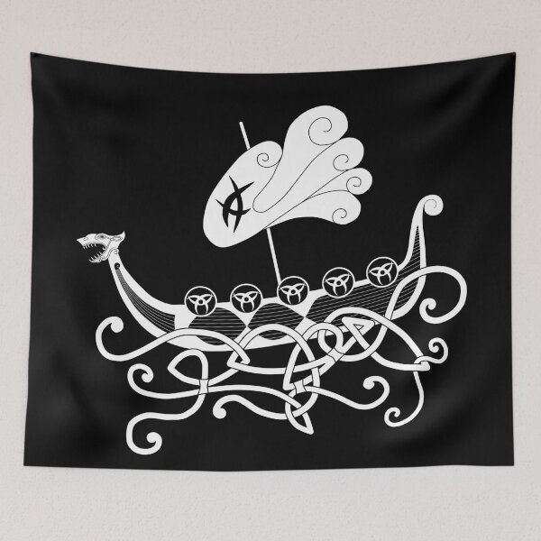 Item preview, Viking longboat - Scandinavian line art designed and sold by MerchActually.