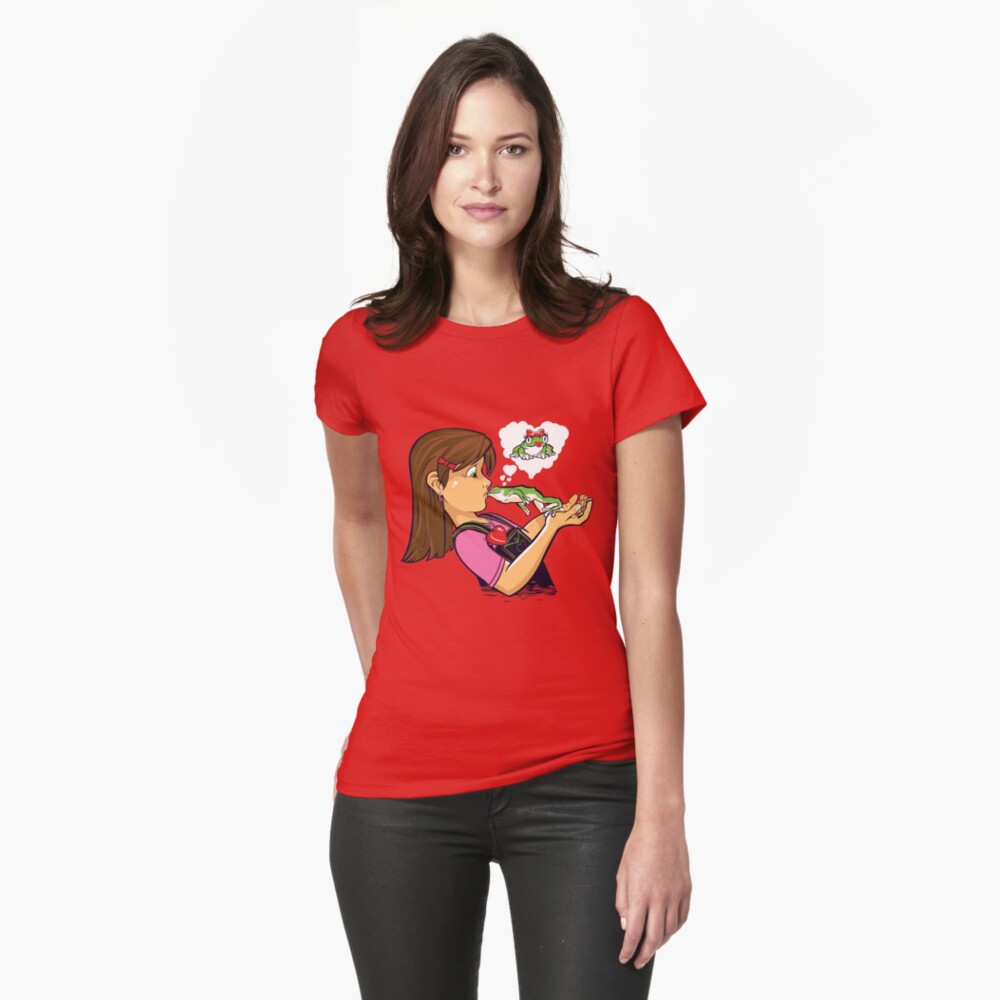 frog prince princess kiss Fitted T-Shirt