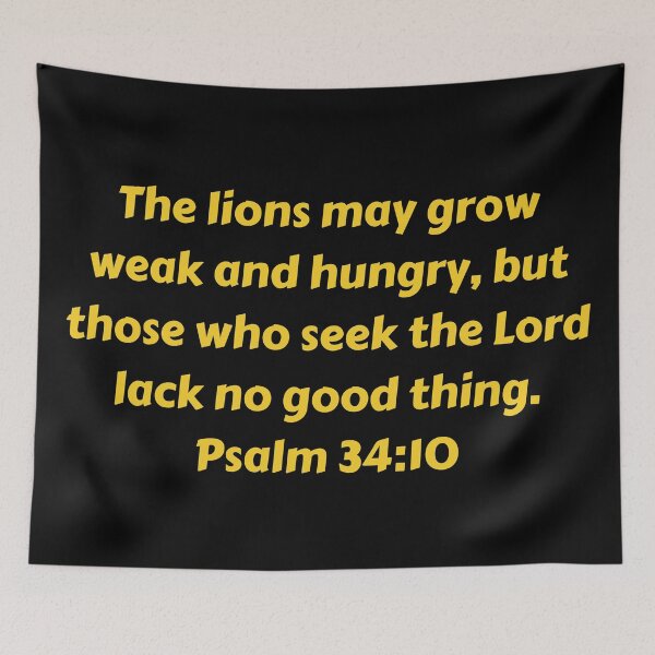 Aperçu de l'œuvre Bible Verse Psalm 34:10 créée et vendue par Prayingwarrior.