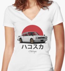 Skyline GT-R hakosuka (white) Women's Fitted V-Neck T-Shirt