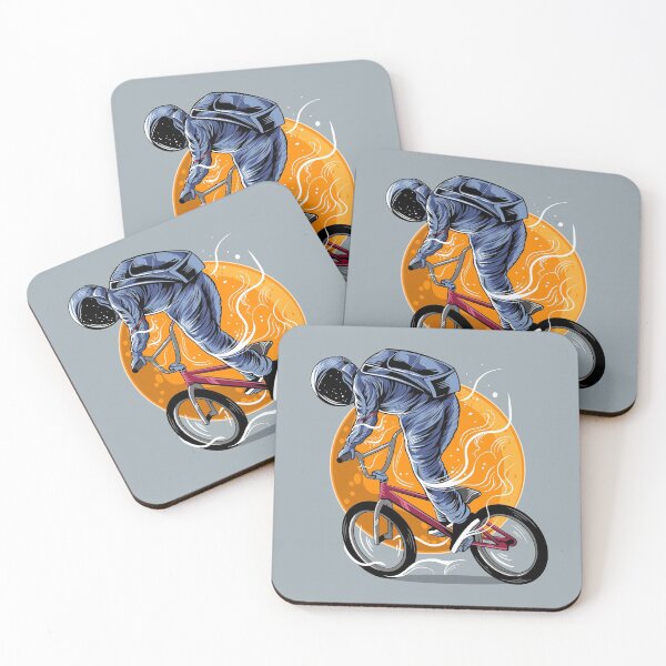 Item preview, Astronaut Riding BMX Vector Illustration Artwork with Moon Isolated Light Color Design designed and sold by Peekonet.