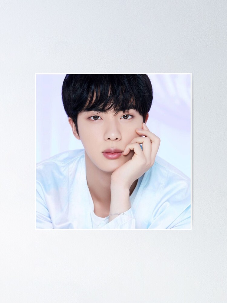 Download Jin BTS Cute Black Hair With White Shirt Wallpaper