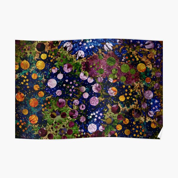 Starlit Summer - Abstract Flowers and Circles Poster