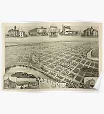 Vintage Pictorial Map of Wichita Falls TX (1890) Poster