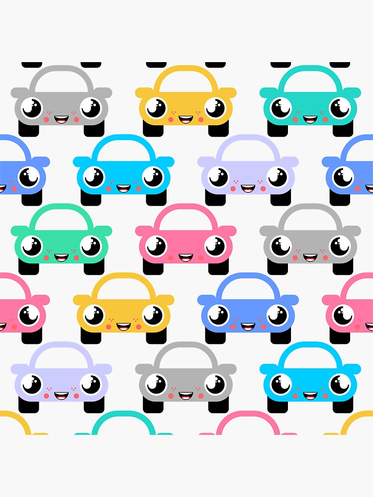 "Cute car emojis" Sticker for Sale by MOTOSHIFT Redbubble