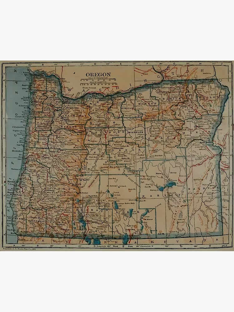 Vintage Map Of Oregon 1921 Poster For Sale By BravuraMedia Redbubble   Flat,750x,075,f Pad,750x1000,f8f8f8 