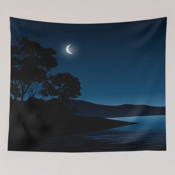Item preview, Night Time lake With Tree And Moon Light designed and sold by JTS STORE.