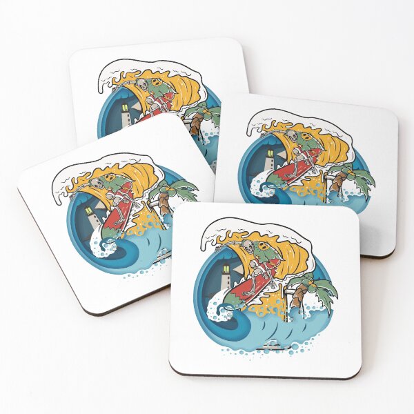 Item preview, Skull surfing on beer wave designed and sold by kazada.