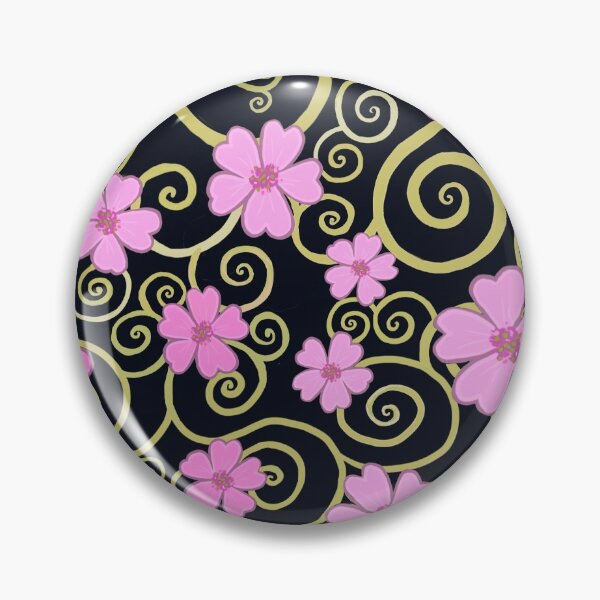 Item preview, Pink Sakura Spirals on Black designed and sold by QuirkyCraftz.
