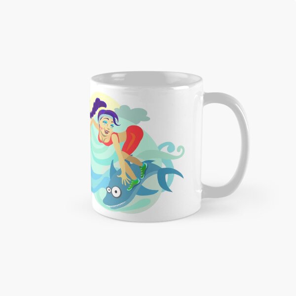 Item preview, Fit girl using shark as surfboard designed and sold by stickerium.