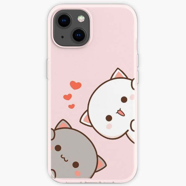 cute mochi peach cat iPhone Soft Case