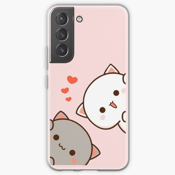 cute mochi peach cat Samsung Galaxy Soft Case