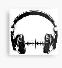 Headphones - Black Metal Print
