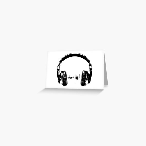 Headphones - Black Greeting Card