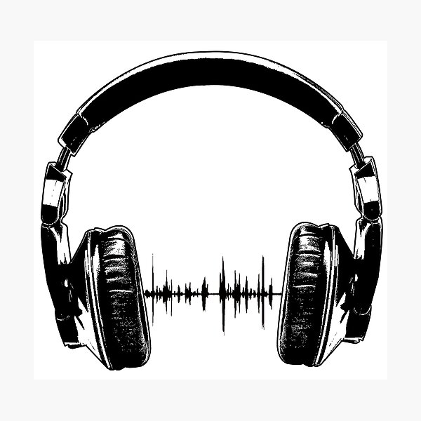 Headphones - Black Photographic Print