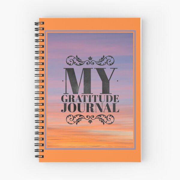 Item preview, My Gratitude Journal : Orange Mauve Clouds at Sunset & grey-wash title on cover, & bonus eBook (link in design description) - Vicki Hadfield, The Happiness Ambassador designed and sold by Printable Pressies.