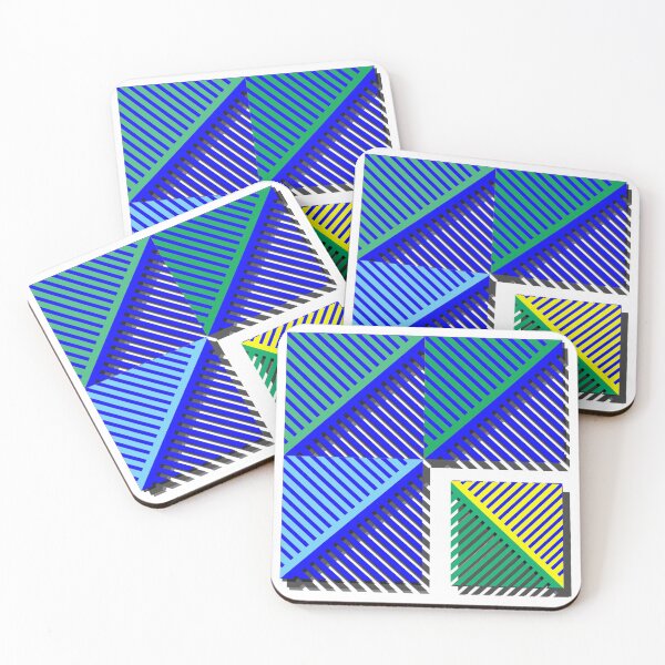 Item preview, Square, shadow, (410) (green, blue, yellow) decorative, digital, colorful, abstract, designed and sold by Paszkan.