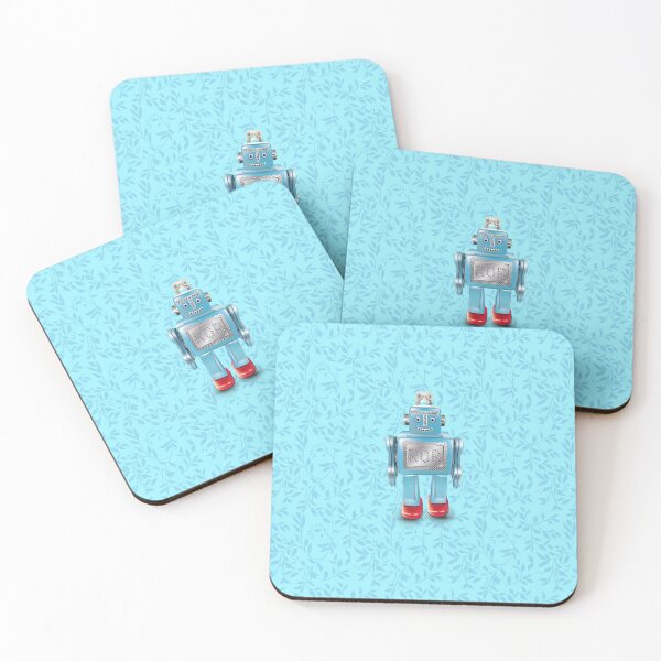 Item preview, Blue flower pattern with Rob the robot designed and sold by SueKnox.