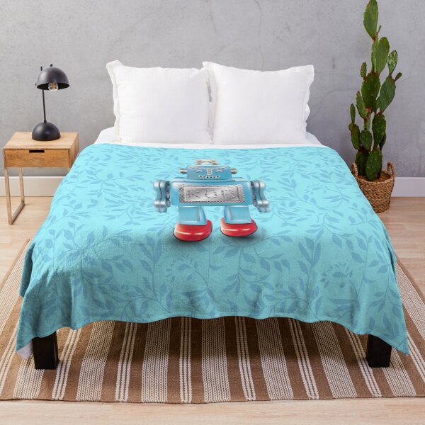 Item preview, Blue flower pattern with Rob the robot designed and sold by SueKnox.