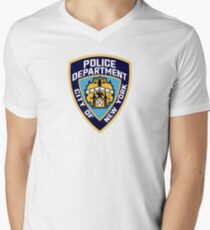 Camiseta para hombre de cuello en v Parche del Departamento de Policía de la Ciudad de Nueva York