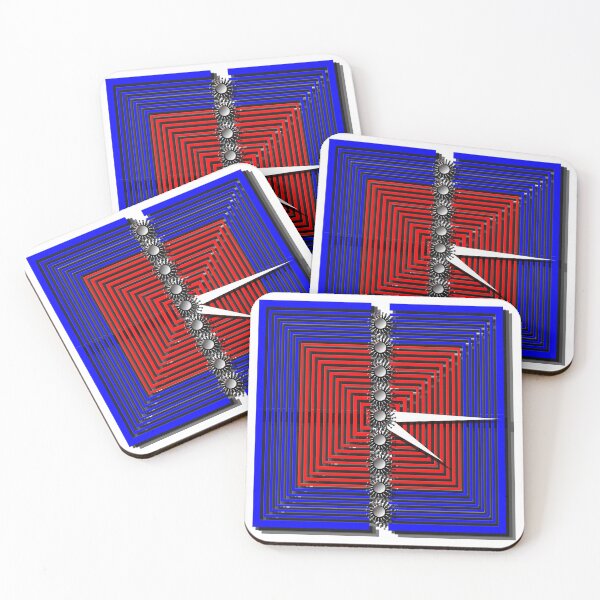 Item preview, Square, grid, clock, Corona (435) (blue, red) decorative, digital, colorful, abstract, designed and sold by Paszkan.