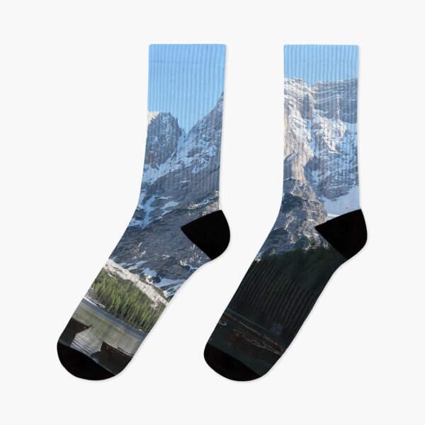 Item preview, The fabulous alpine lake of Braies in the Dolomites (Bolzano). Lovely place in the Italian Alps. Boats on the water. Reflections in the water. Sunny spring day. Trentino Alto Adige designed and sold by Maurizio Fabbroni.