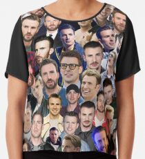 chris evans collage Chiffon Top