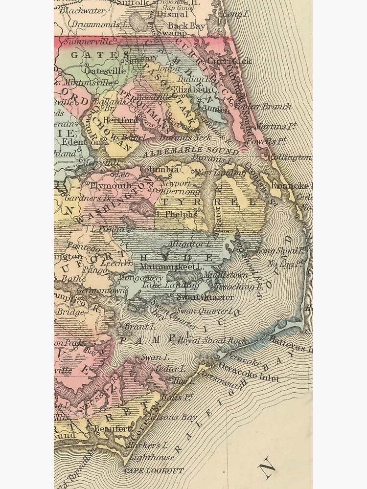 Vintage Map Of The Outer Banks 1859 Poster For Sale By Bravuramedia