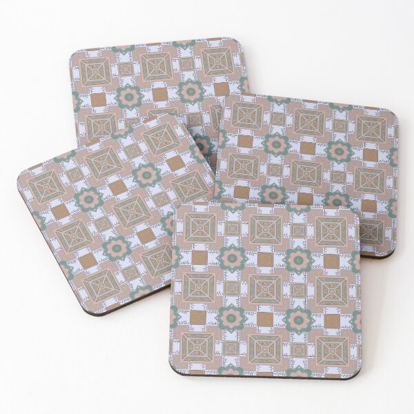 Item preview, Elizabethan knot garden - browns and green on pale blue designed and sold by ncxadair.