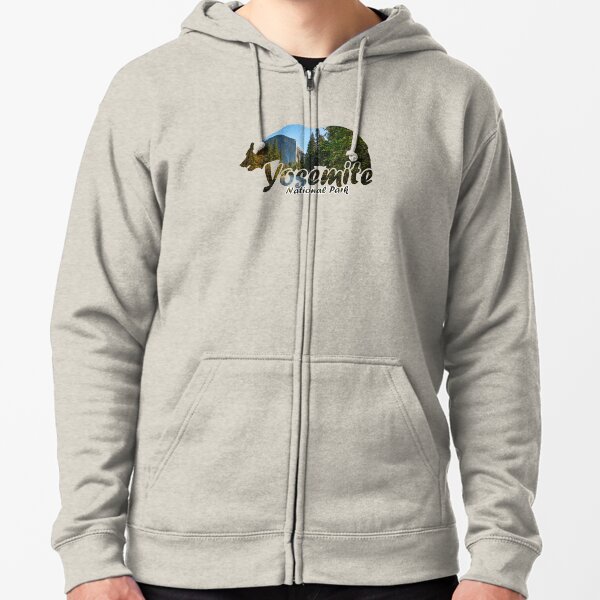 Yosemite National Park California Half Dome El Capitan Bear Silhouette Zipped Hoodie