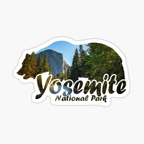 Yosemite National Park California Half Dome El Capitan Bear Silhouette Sticker