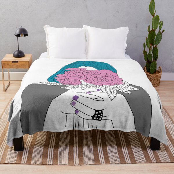 Item preview, Floral Girl Line Art. Minimal Line drawing Of Girl hiding In flowers. Portrait minimalistic style. Botanical print. Modern continuous line art. designed and sold by TheImperfecto.