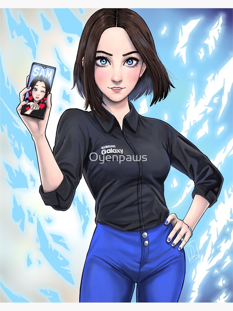 Samsung Virtual Assistant Sam Fanart Sticker For Sale By Oyenpaws Redbubble 