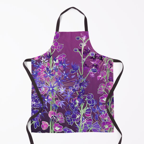 Delphiniums & Alliums - Purple Flowers Apron